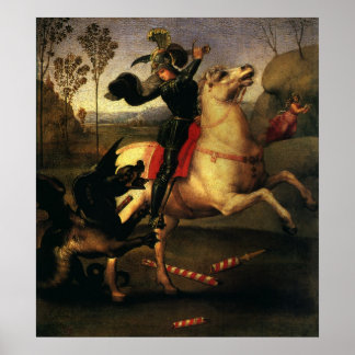 Póster George Fighting the Dragon por Raphael Sanzio