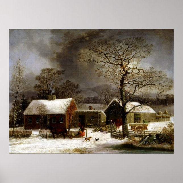 Póster George Henry Durrie Winter Scene en New Haven (Frente)