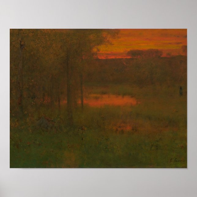 Póster George Inness - Paisaje, atardecer (Frente)