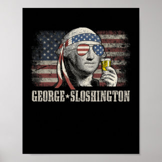 Póster George Sloshington Washington Divertido 4 De Julio
