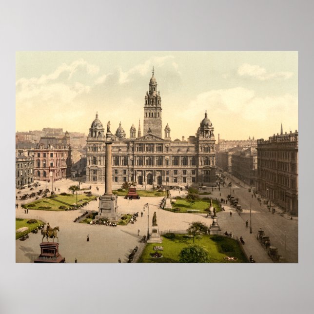 Póster George Square, Glasgow, edición de archivo de Esco (Frente)