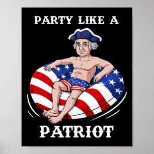 Póster George Washington 4 de julio de USA Patriota Diver