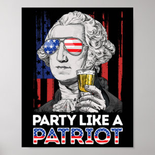 Póster George Washington 4 De Julio Fiesta Como Patriota