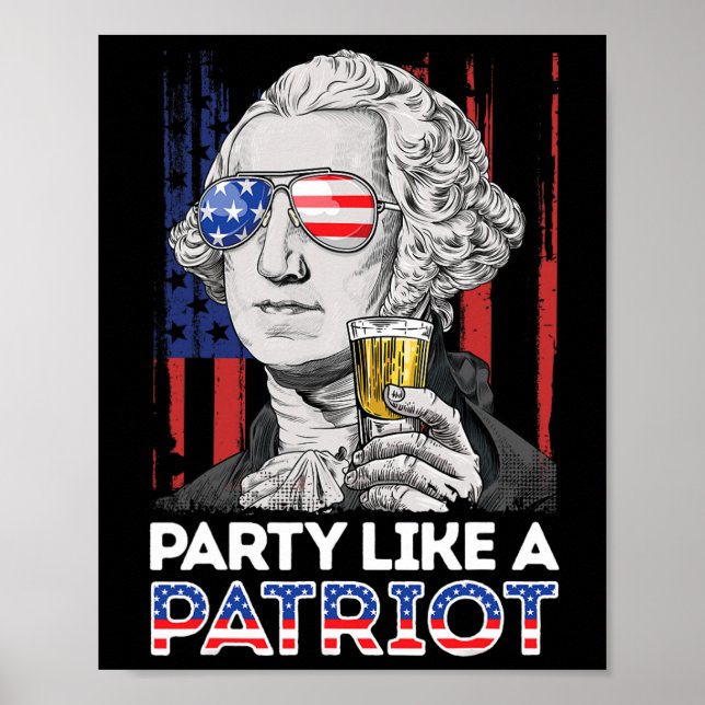 Póster George Washington 4 De Julio Fiesta Como Patriota (Frente)