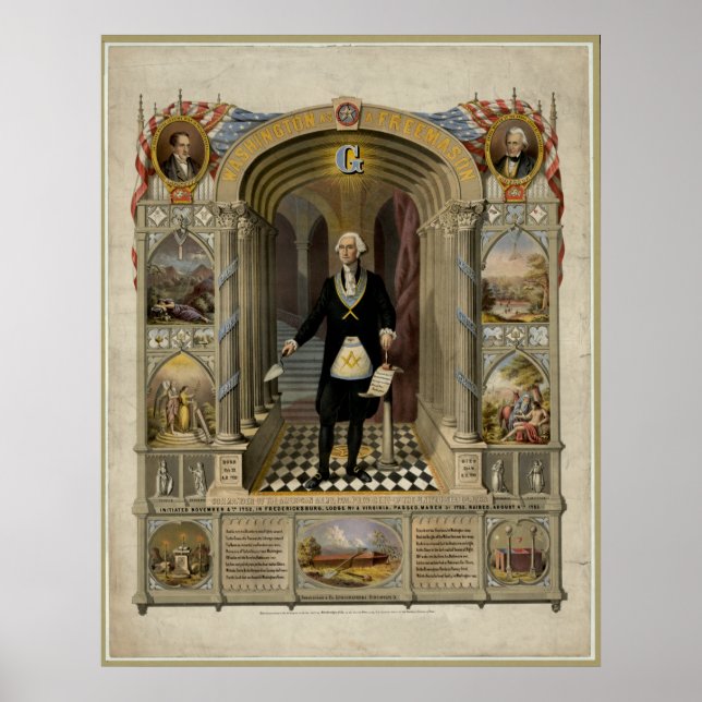 Póster George Washington Como Retrato Masón, 1867. (Frente)