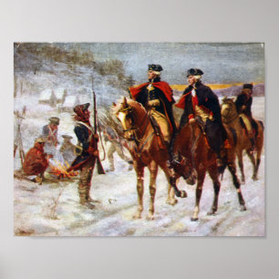 Póster George Washington Lafayette Valley Forge Army