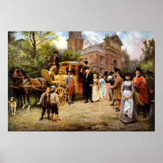 Póster George Washington llegando a la Iglesia de Cristo