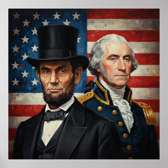 Póster George Washington y Abraham Lincoln Patriótico (Frente)