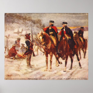 Póster George Washington y Lafayette en Valley Forge