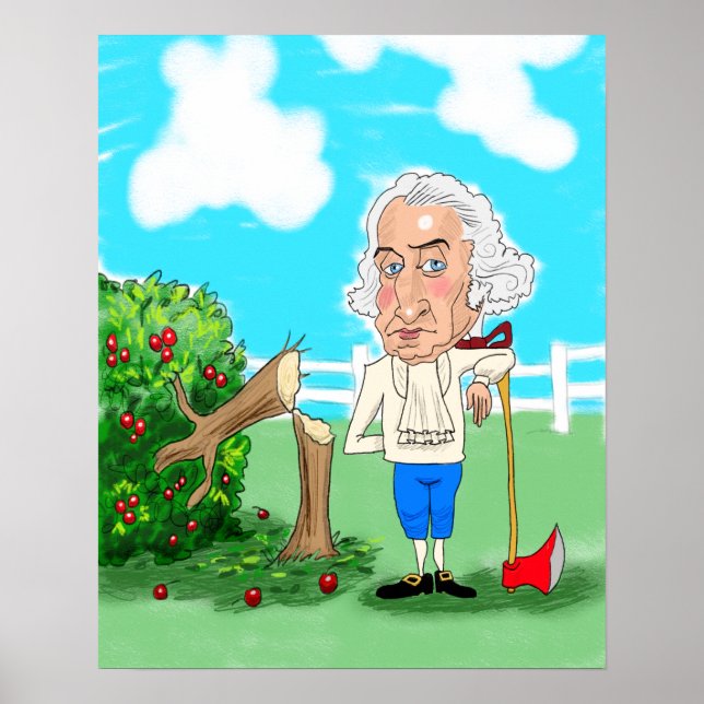 Póster George Washington y su árbol de cerezos (Frente)