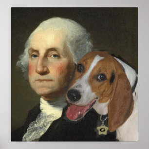 Póster George Washington y su Foxhound