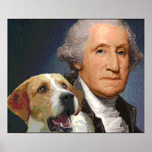 Póster George Washington y su perro "belleza de la
