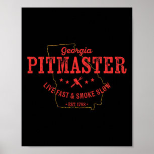 Póster Georgia Bbq Pitmaster Para La Barbacoa Para Fumar 