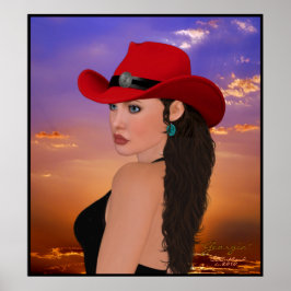 Póster "Georgia" digital Artwork Western Cowgirl Print