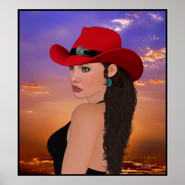 Póster "Georgia" digital Artwork Western Cowgirl Print (Frente)