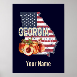 Póster Georgia Estados Unidos Retro State Map Vintage USA