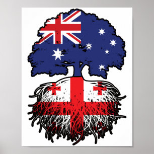Póster Georgia Georgiano Australia Árboles raíces