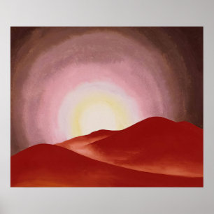 Póster Georgia O'Keeffe - Colinas Rojas, Lago George - Pr