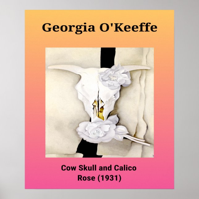 Póster Georgia O'Keeffe: Cow Skull y Calico Rosa (1931) (Frente)