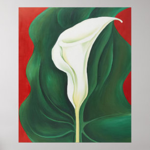 Póster Georgia O'Keeffe - Lirio Calla Única (Rojo) - Prec