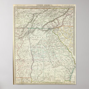 Póster Georgia, partes de NC, SC, Tenn, Ala, Florida