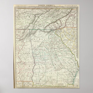 Póster Georgia, partes de NC, SC, Tenn, Ala, Florida