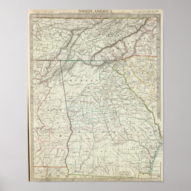 Póster Georgia, partes de NC, SC, Tenn, Ala, Florida (Frente)
