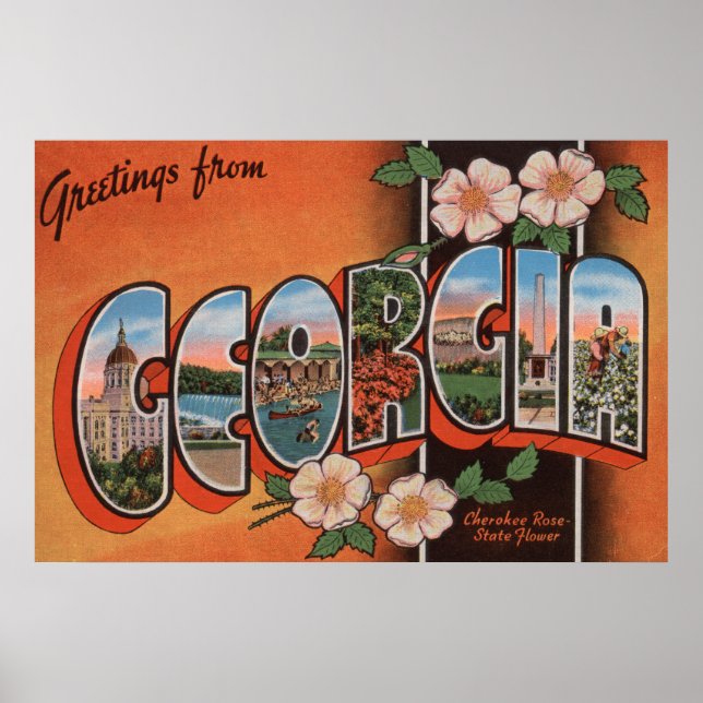 Póster Georgia (Rosa Cherokee) - Escenas de letras grande (Frente)