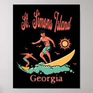 Póster Georgia St. Simons Island Ga surfista surfear pesc