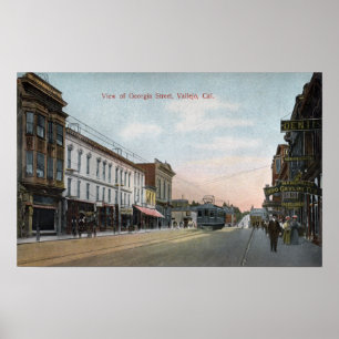 Póster Georgia Street View con auto callejero