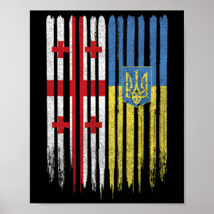 Póster Georgia Ucrania Bandera georgiana ucraniana