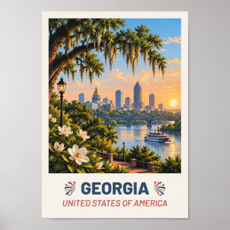 Póster Georgia USA – Vintage Travel Poster