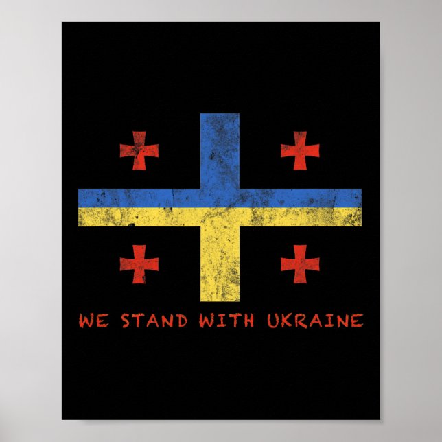 Póster Georgian-ukrainian Flag - Friendly Countries  (Frente)