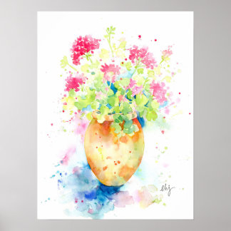 Póster Geranio acuático en olla de terracota