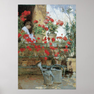 Póster Geranios de Childe Hassam, impresionismo del