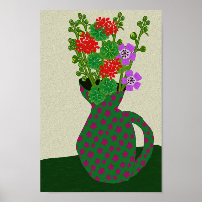 Póster Geranium, Hollyhock, Geranium Wallichianum (Frente)