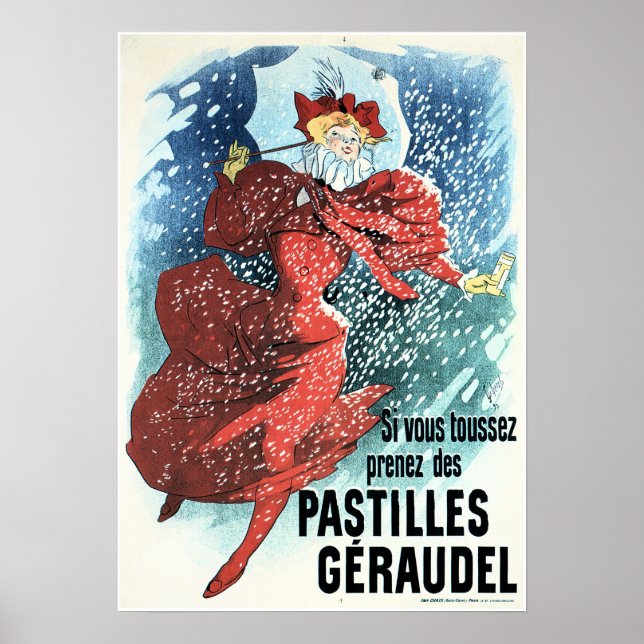 Póster GERAUDEL PASTILLES Jules Cheret París Art Nouveau (Frente)