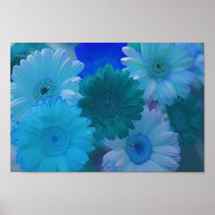 Póster Gerbera azul Daisy Flowe Wall Art Poster de impres