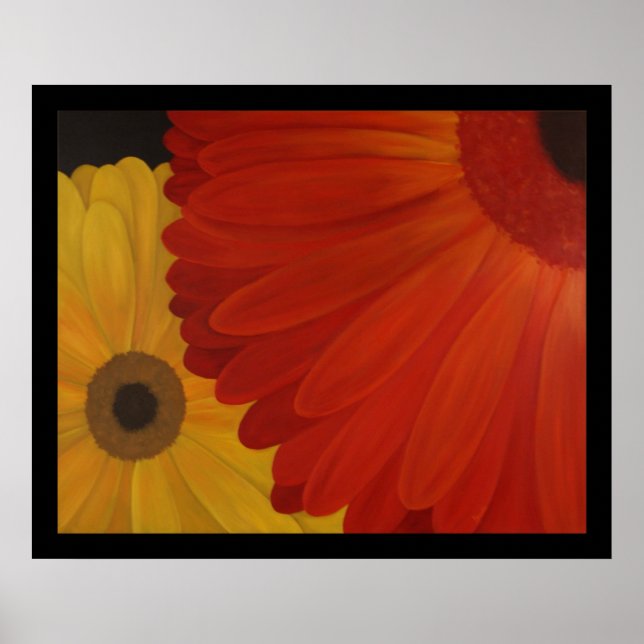 Póster Gerbera Daisies de aceite original en lienzo (Frente)
