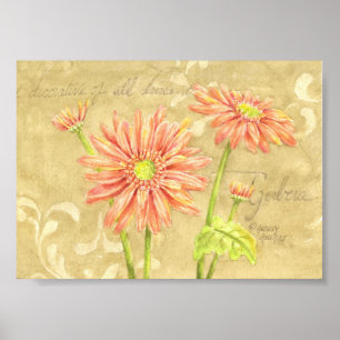 Póster Gerbera Daisies Garden Notes Poster 7x5