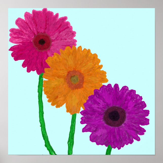 Póster Gerbera Daisies pintado (Frente)