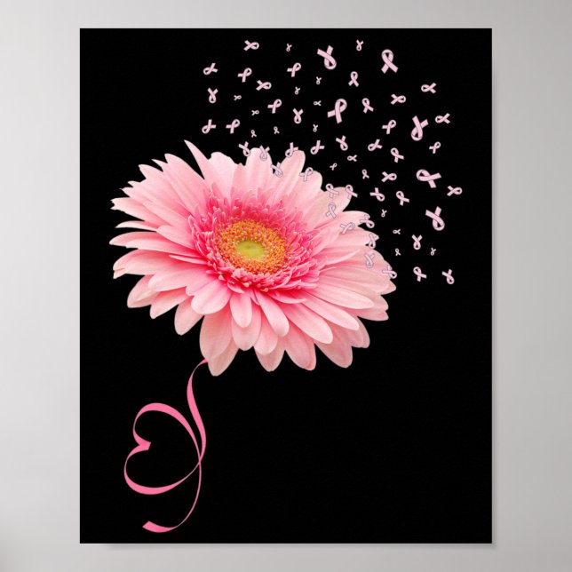 Póster Gerbera Daisy Flower Cinta Polen Cáncer de Mama M (Frente)