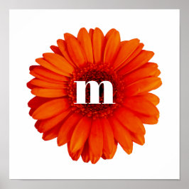Póster Gerbera Daisy Monograma Inicial
