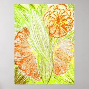 Póster Gerbera y Aspidistra elatior,