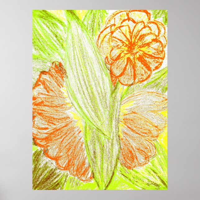 Póster Gerbera y Aspidistra elatior, (Frente)