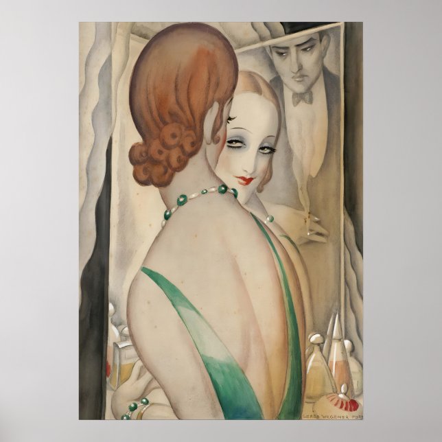 Póster Gerda Wegener - En el espejo, Art Déco (Frente)