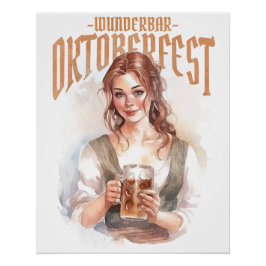 Póster  german girl with a beer for Oktoberfest