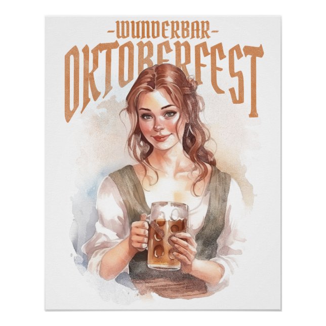 Póster  german girl with a beer for Oktoberfest (Anverso)