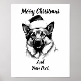 Póster German Shepherd Christmas Poster Instant Download