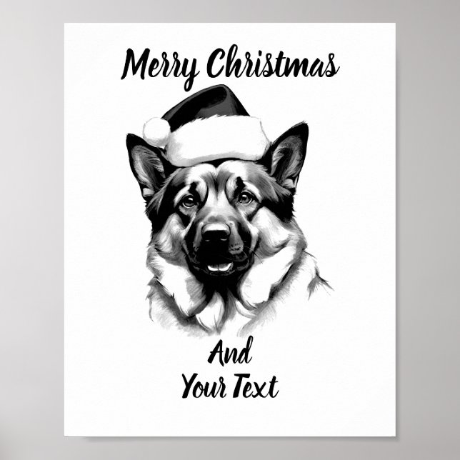 Póster German Shepherd Christmas Poster Instant Download (Frente)